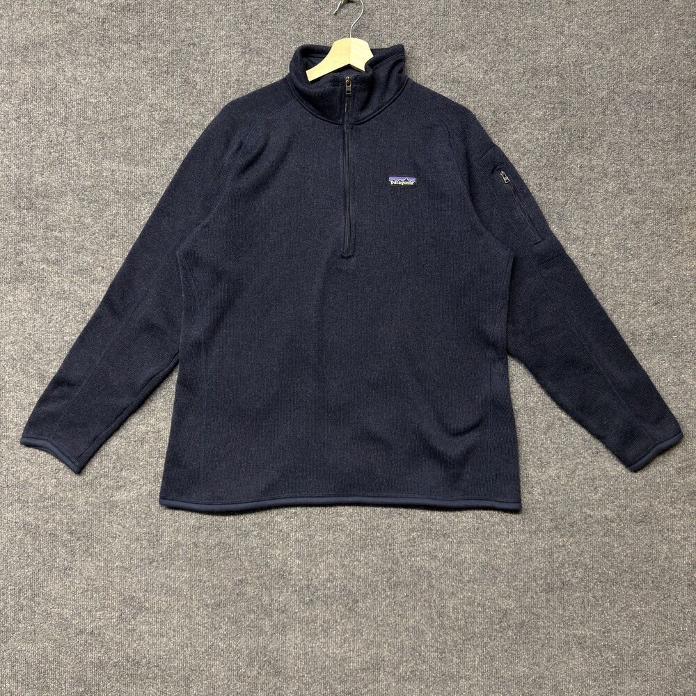 Patagonia Sweatshirt Mens XL Blue Better Sweater 1/4 Zip Fleece Logo Pullover